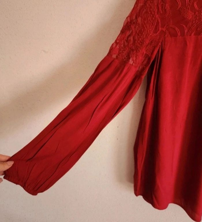 Blouse bordeaux fluide – Empiècements transparents – Taille 42 – C&A Yessica – Bon état - photo numéro 6