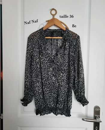 Top transparent Naf Naf taille 36 impeccable imprimé léopard
