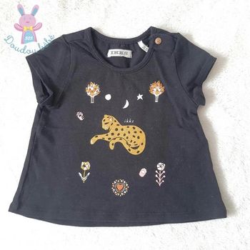 T-shirt noir léopard bébé fille 3 Mois IKKS