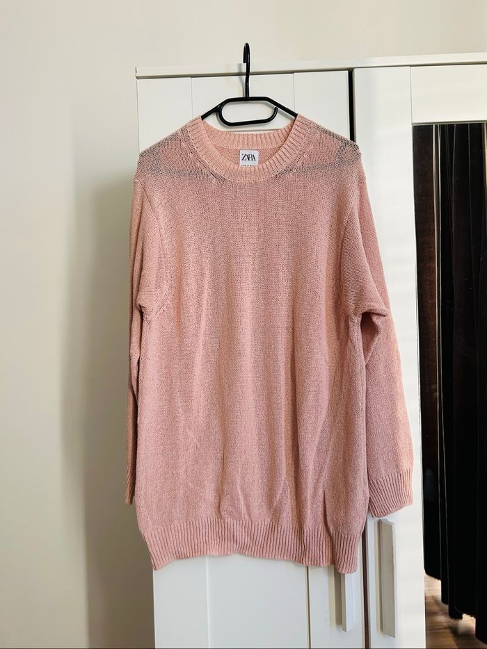 Pull à crochet rose pâle Homme Zara Tailles L-XL - photo numéro 1