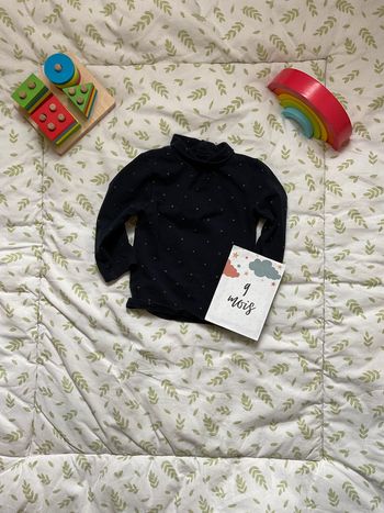 sous pull col roulé marine motifs étoiles dorées 9 mois kiabi