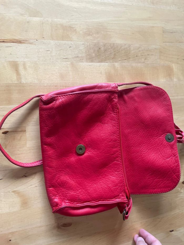 Sac à main en cuir rouge made in italy - photo numéro 5