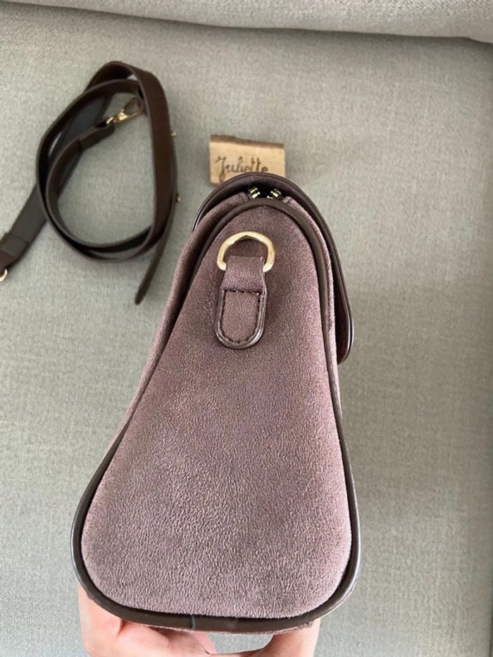 Sac à main bandoulière effet daim marron Ale Hop - photo numéro 2