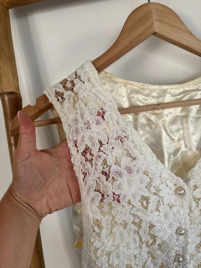 Caraco vintage dentelle et satin Taille S/M - photo numéro 4