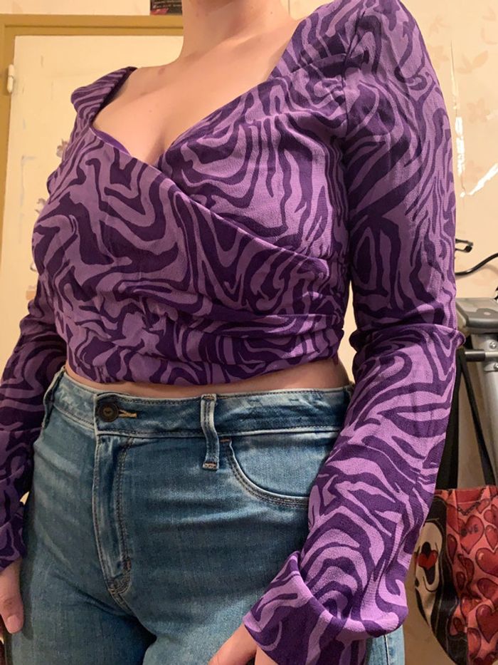 Crop top violet/mauve taille L - photo numéro 2