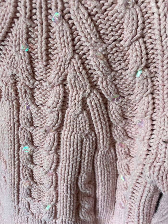Pull torsades coton rose 3 ans vynil fraise - photo numéro 4