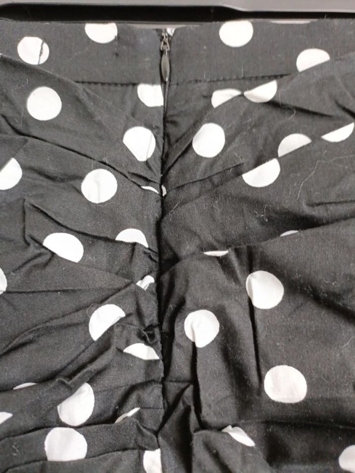 Mini Jupe Drapée noir petit pois Coton et elasthane Gemo Taille 36 - photo numéro 7