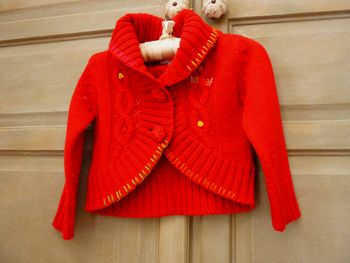 Gilet laine Fille Naf Naf 3 ans 36 mois rouge TBE col châle