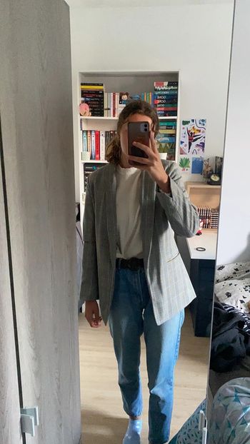 Blazer rayé gris clair