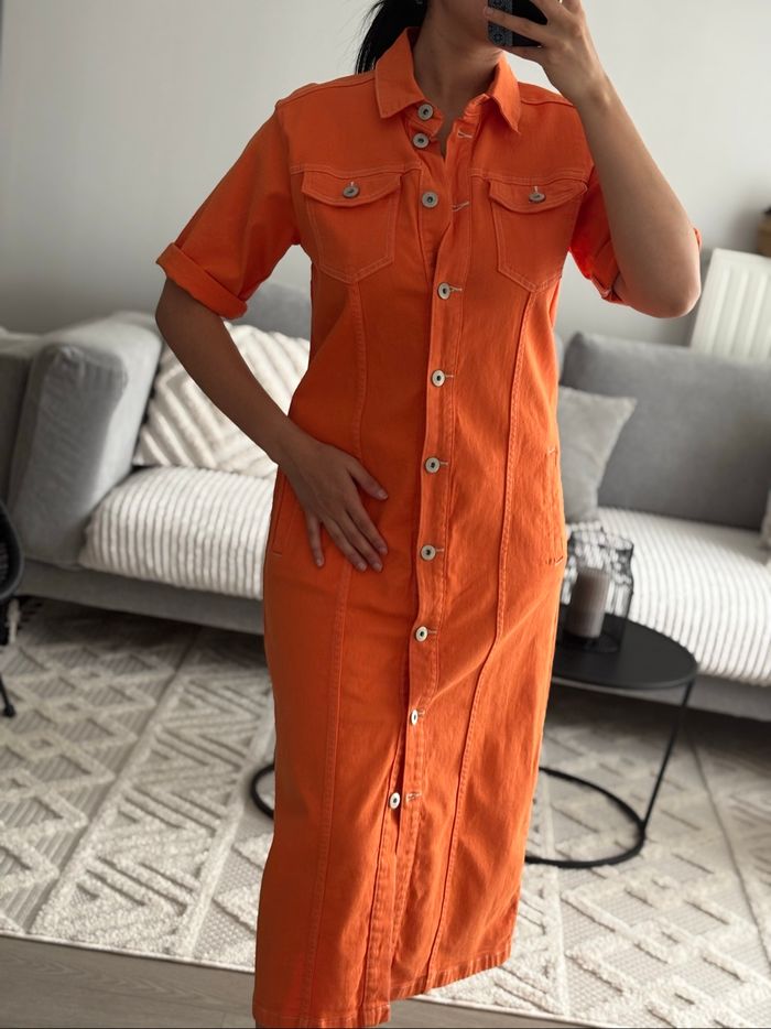 Robe en jean orange ICHI - photo numéro 2