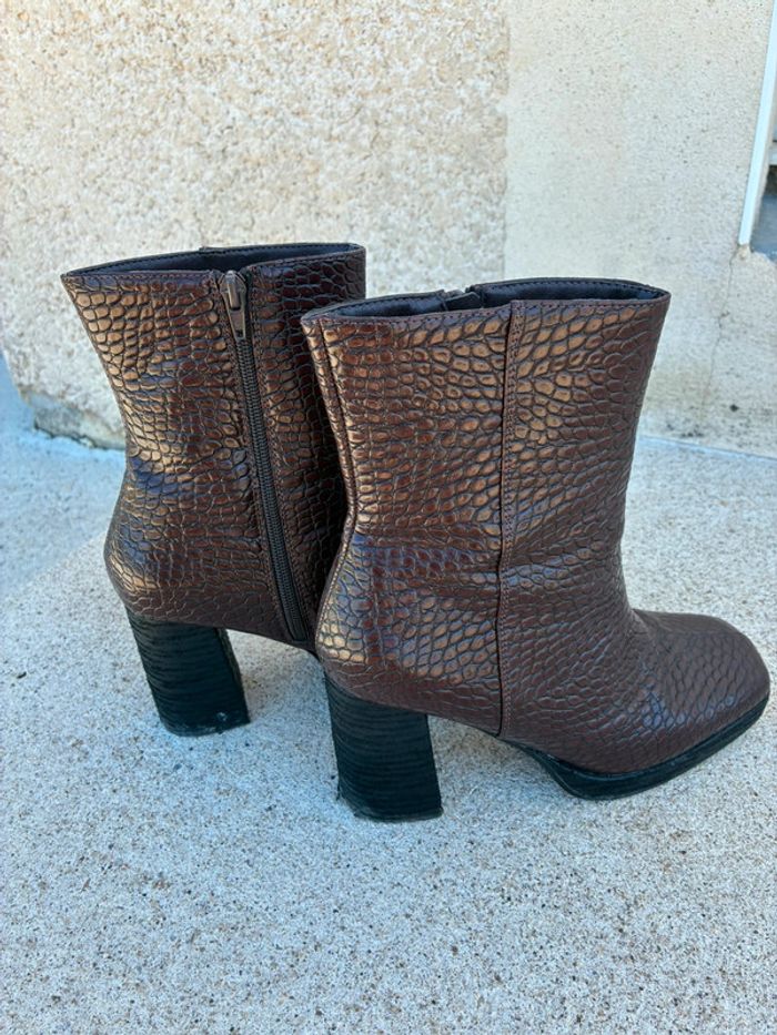 bottines talon compensées marron