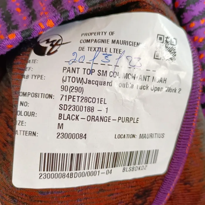 Top sans manches imprimé graphique M col montant noir violet orange jacquard rétro A1356 - photo numéro 6