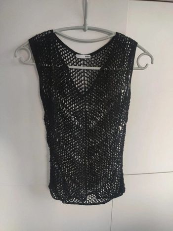 H&M top ajouré noir S