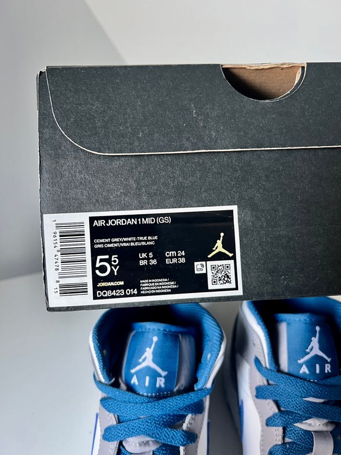 Nike air Jordan 1 Mid true blue gris bleu blanc 38 - photo numéro 7