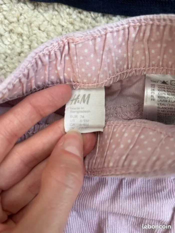 Lot demie-saison/hiver - Tenue complète pantalon velours et haut fille - H&M - 12 mois - photo numéro 3
