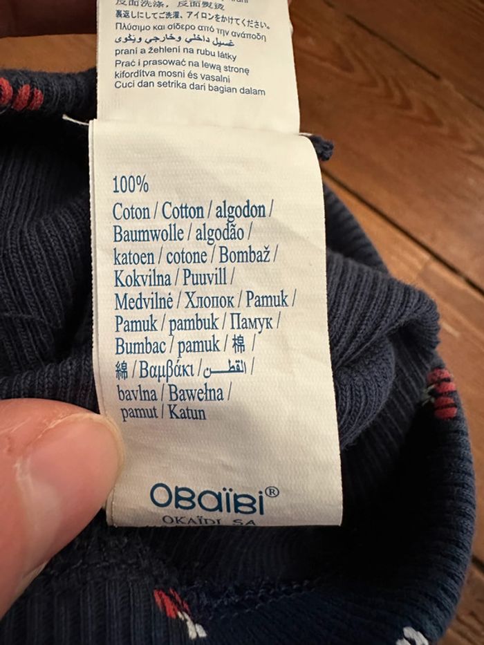 Legging Obaïbi bébé fille bleu et cerises naissance - photo numéro 3