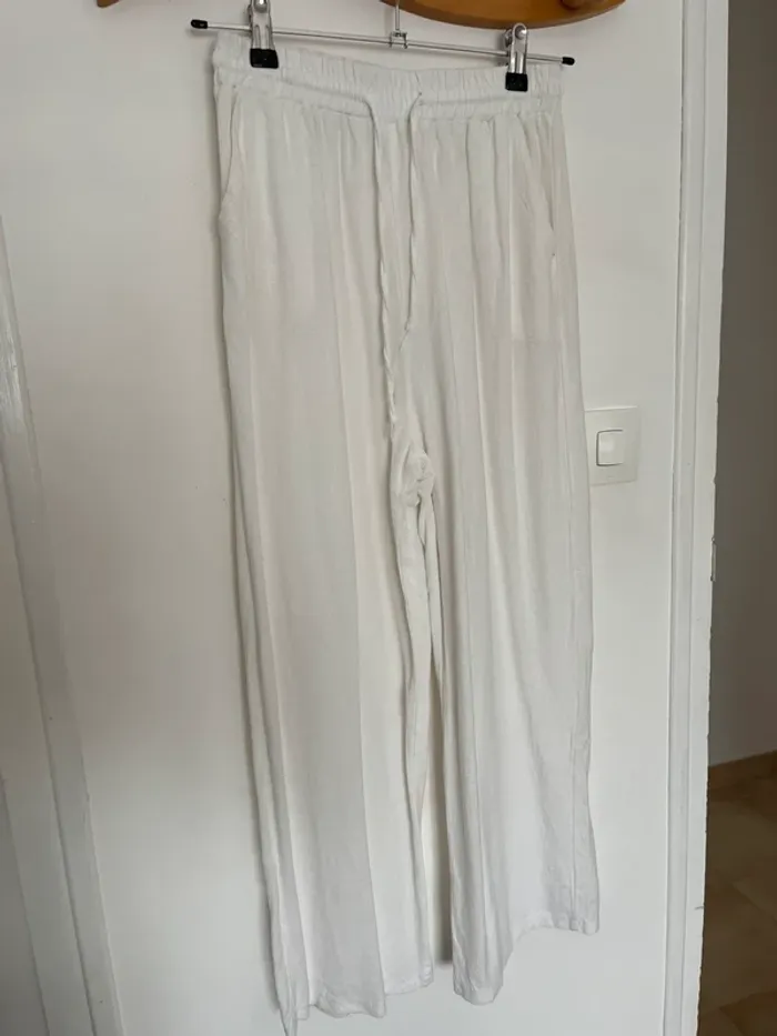 Pantalon fluide lin blanc - photo numéro 3