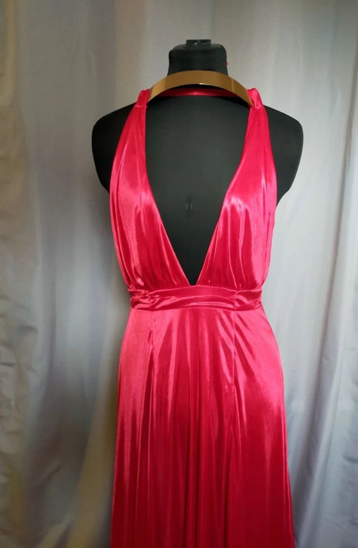 Robe longue rouge satinée – Nazz Couture – Taille 10 (38) - photo numéro 3