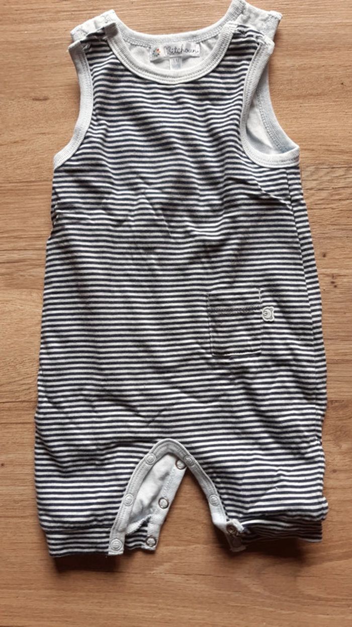 Grenouillère manche courte rayée 1 mois - photo numéro 2