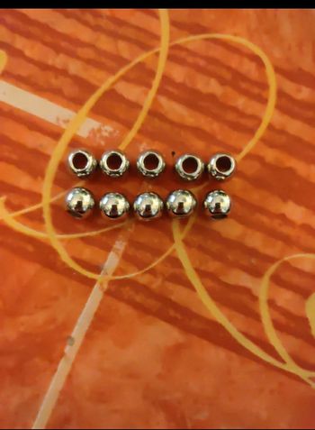 Lot de 10 perles argentées 2