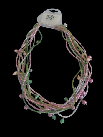 Colliers multi rg+perles olive divers