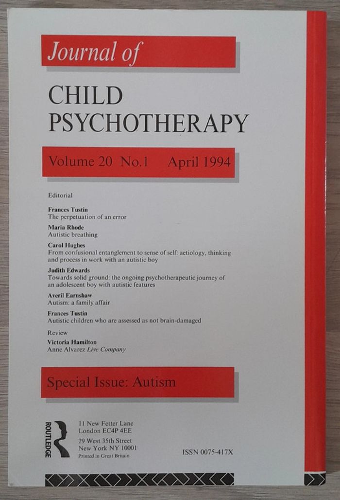 The journal of Child psychotherapy spécial issue autism - photo numéro 2