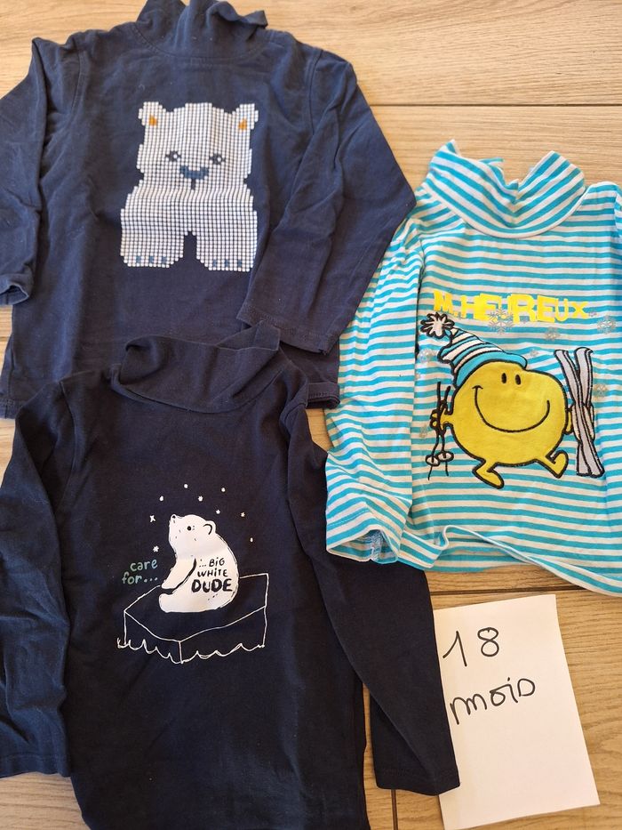 Lot Tee-shirts manches longues col roulé 18 mois garçon - photo numéro 2