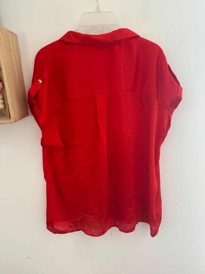 Chemisier rouge vif satiné lcw vision taille 44 - photo numéro 5