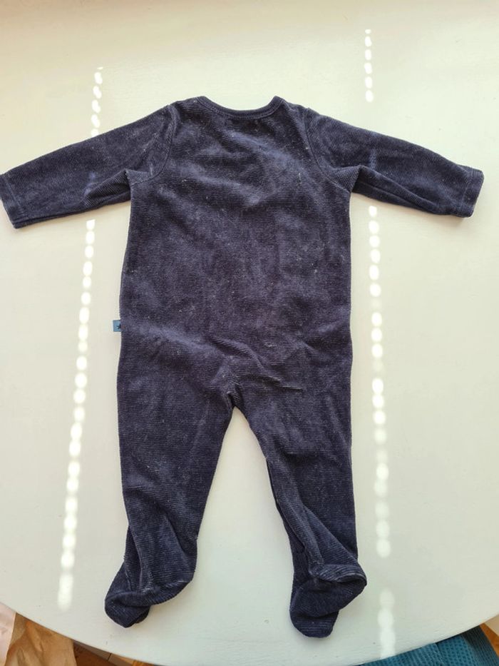 Grenouillère pyjam Bout'chou, manches longues bleu foncé, mixte, bébé 3 mois - photo numéro 4