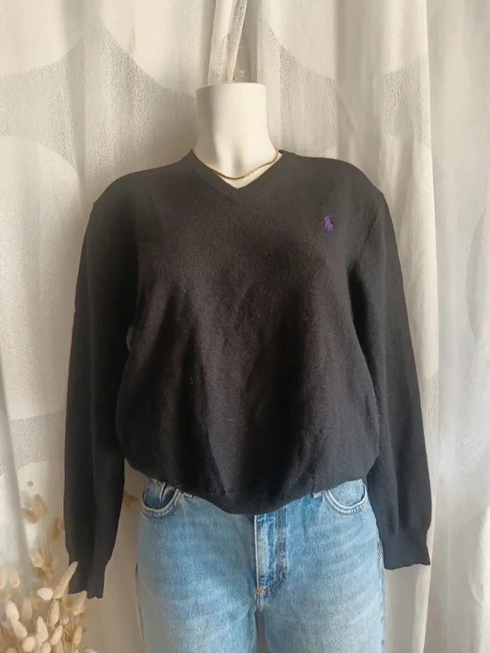 Ralph Lauren " Pull noir en Laine merinos " taille XL - photo numéro 2