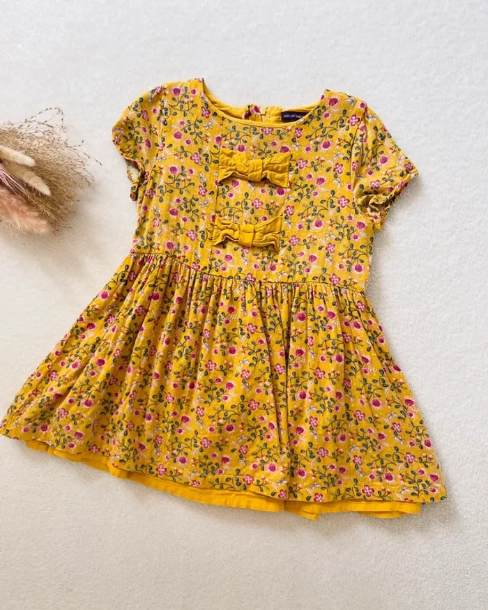 Robe manche courte moutarde fleurie 3 ans - Sergent Major - photo numéro 3