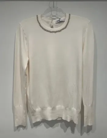 Top en maille à col bijoux -L/XL