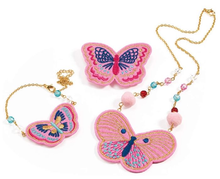 NEUF DJ06672 Djeco bijoux brodés papillons coffret parure collier bracelet broche 6 ans lot SOP77 - photo numéro 5