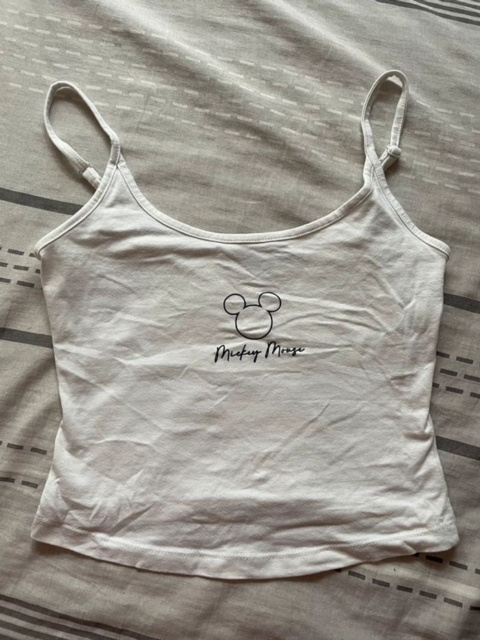 Débardeur top court disney blanc