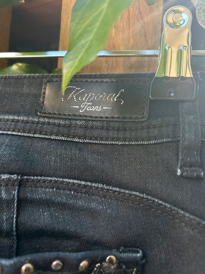 Jean bleu foncée kaporal slim brodé W26L32 femme - photo numéro 9