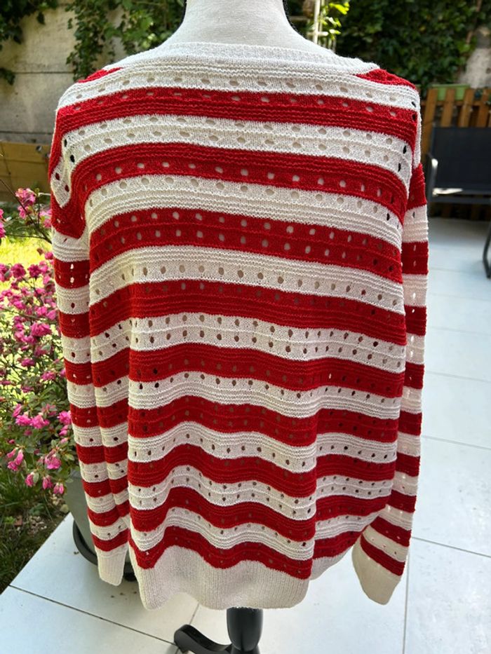 Pull tricot à rayures et à trou esmara - maille taille 38 été - photo numéro 5