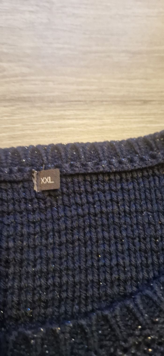Pull femme bleu marine effet pailleté - photo numéro 3