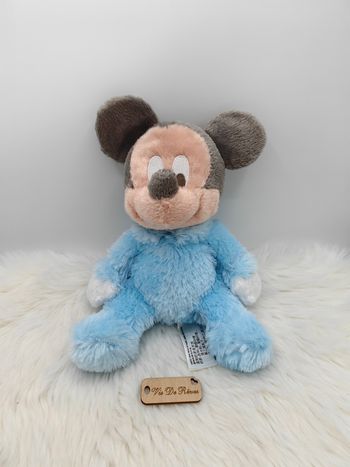 Doudou Peluche Hochet Mickey Bleu ciel Disney