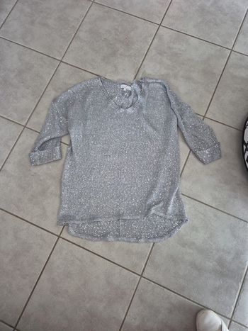 Pull en maille gris avec sequins argents Jacqueline Riu