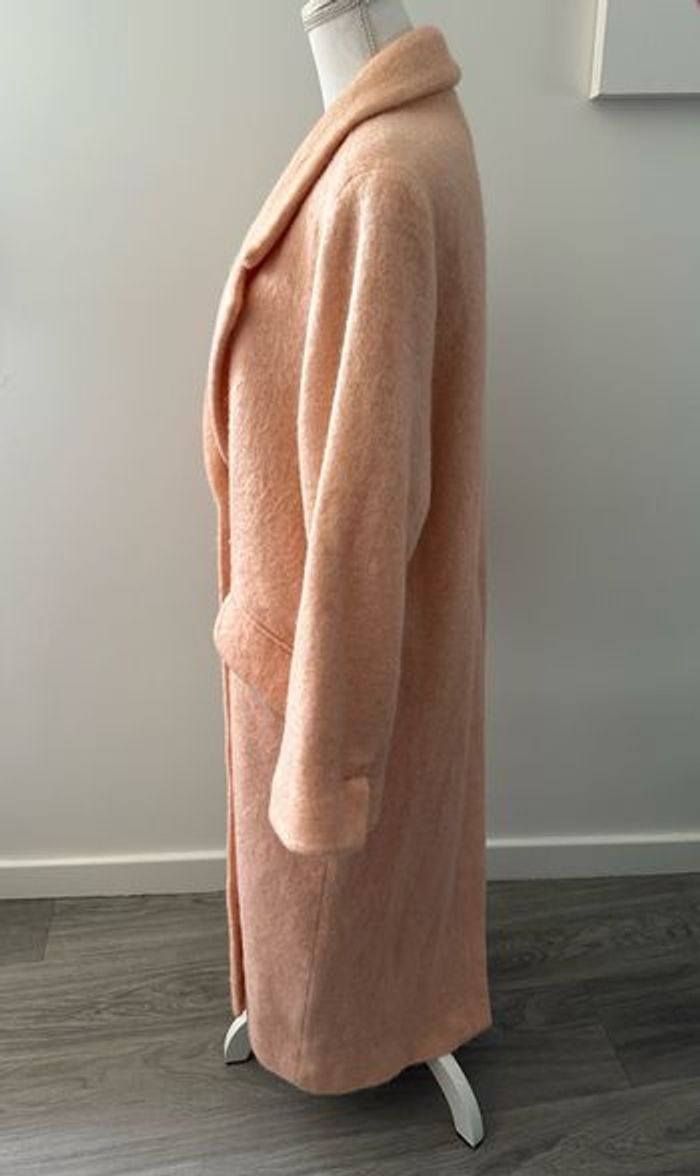 Manteau long oversize rose abricot en laine et mohair Mango T38 M - photo numéro 4