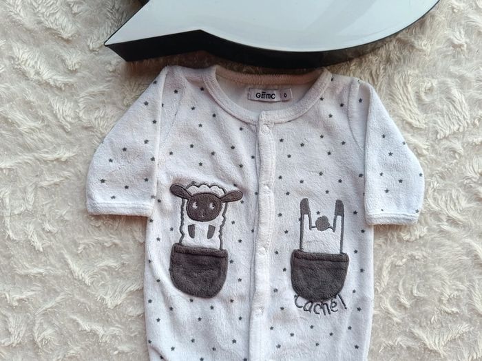 Pyjama grenouillère velours Garçon 0 mois Naissance mouton caché Gémo - photo numéro 3