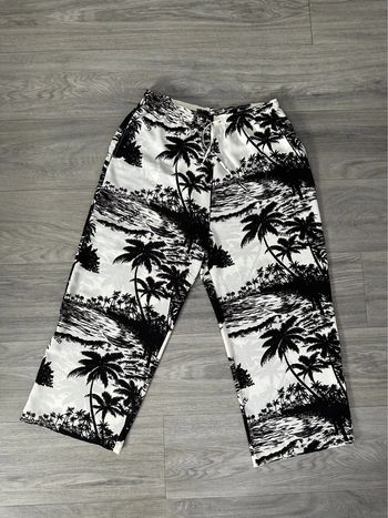 Pantacourt tropical blanc et marron Régence Vintage T46 3XL