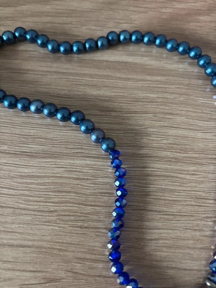 Collier 2 tons de bleu avec rosace - photo numéro 4