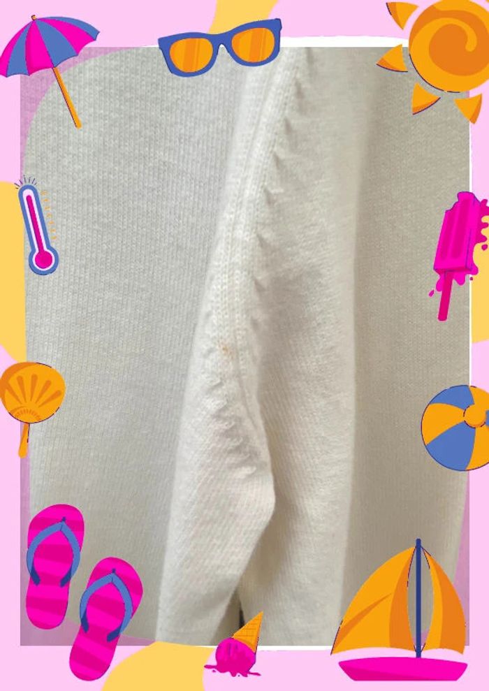 Sweat à col V Celio M 38 blanc crème - photo numéro 6