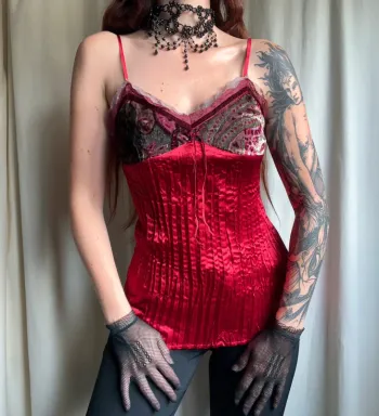 Débardeur matière froissée velours Vampire 🦇 Goth vintage 90s - Taille S/M