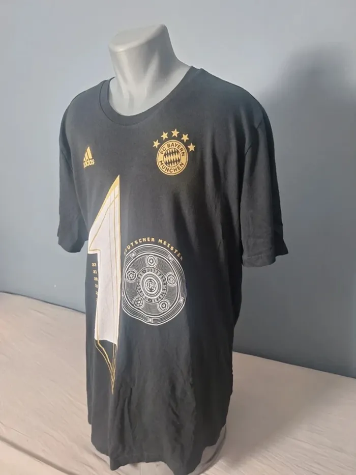 T-shirt Adidas Bayern Munich Champion 2023 – Noir/Or – Taille 2XL (559) - photo numéro 6