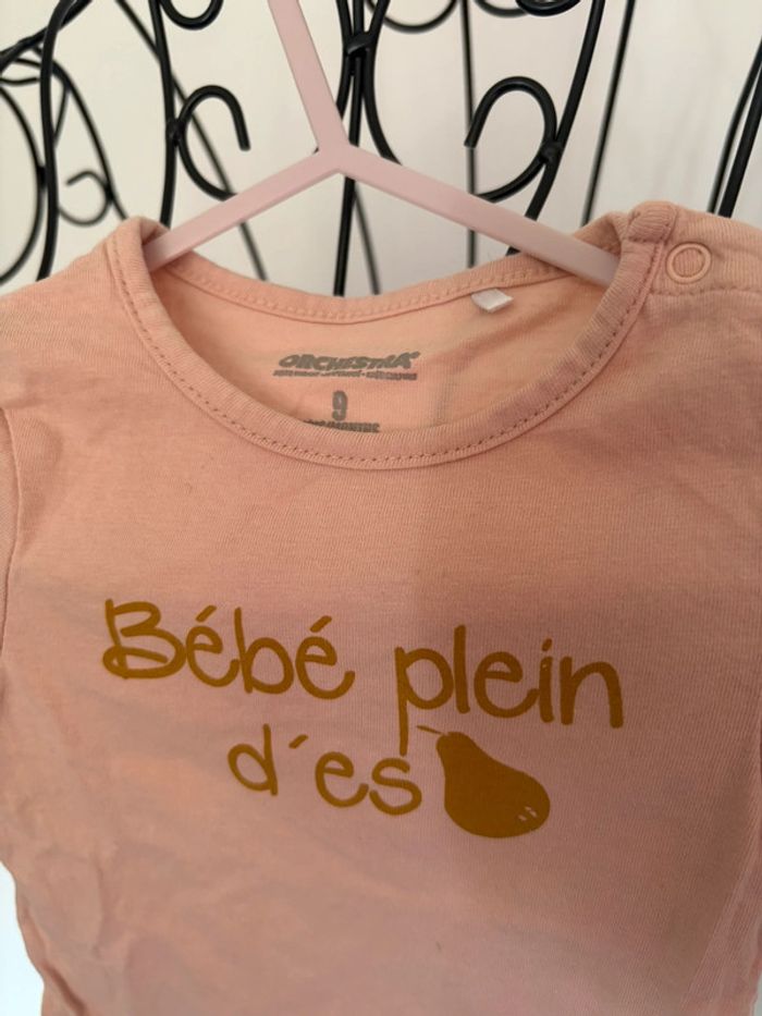T-shirt rose “bébé plein d’espoir” - Orchestra - 9 mois - photo numéro 2