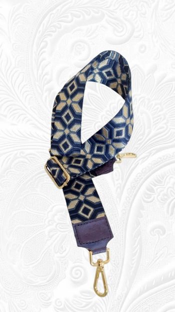 Bandoulière fantaisie finitions cuir irisé bleu nuit