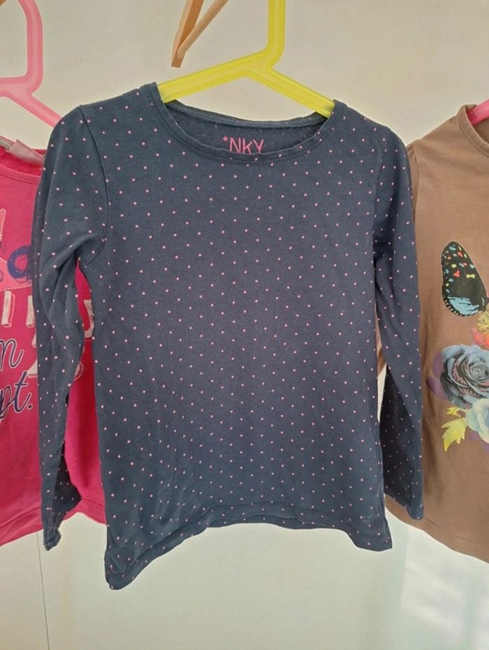 Lot 3 t-shirts 8 ans enfant fille NKY et Orchestra rose, bleu et marron - photo numéro 7