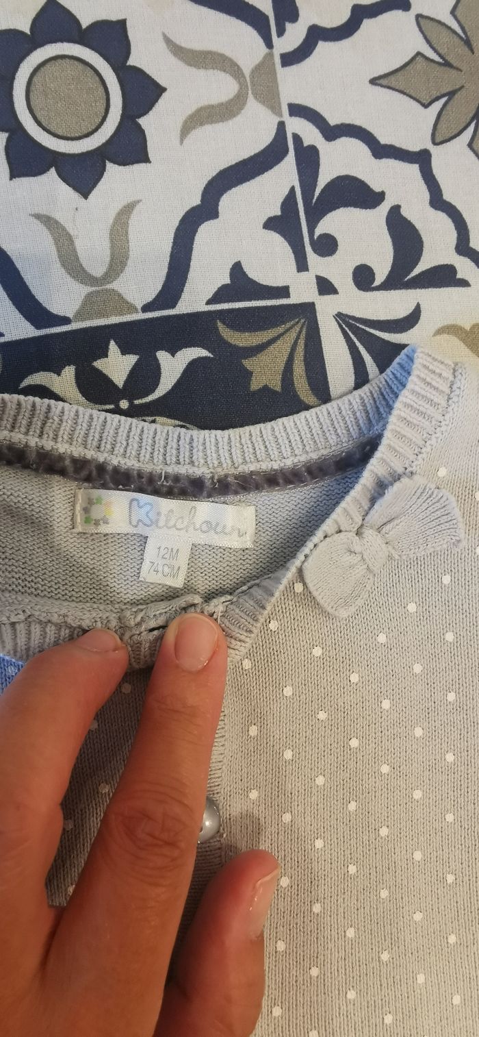 Gilet bébé fille 12 mois 74cm à pois - photo numéro 2